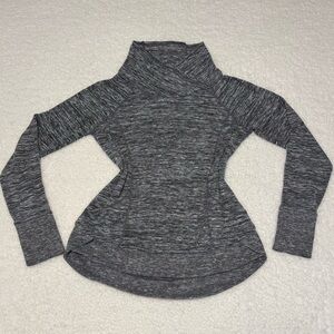 Athleta Women Gray Techie Marled Cowl Neck Pullover Sweater